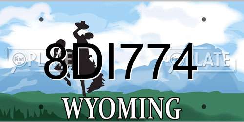 8DI774 Wyoming License Plate