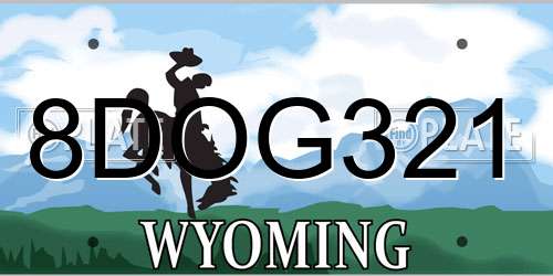 8DOG321 Wyoming License Plate