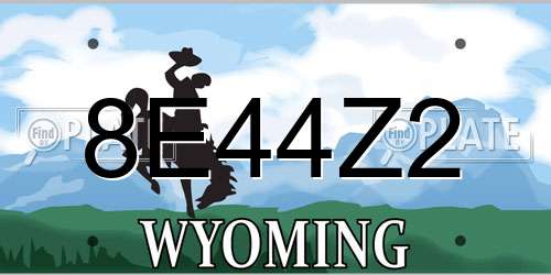 8E44Z2 Wyoming License Plate