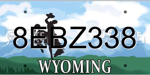 8EBZ338 Wyoming License Plate