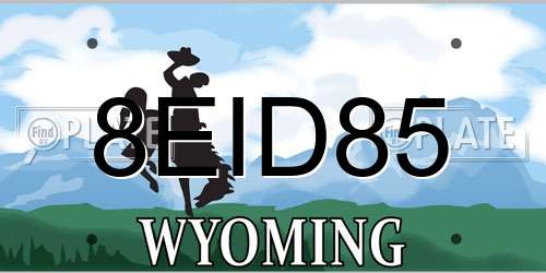 8EID85 Wyoming License Plate