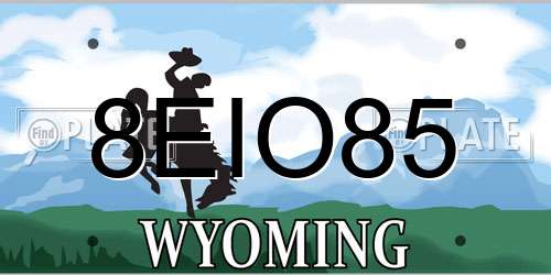 8EIO85 Wyoming License Plate