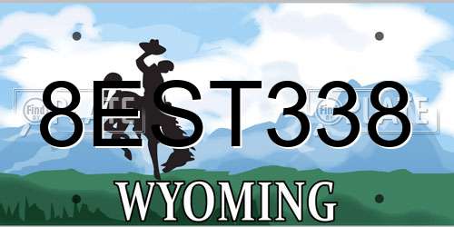 8EST338 Wyoming License Plate