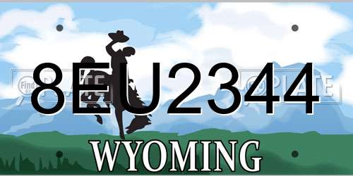 8EU2344 Wyoming License Plate