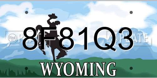 8F81Q3 Wyoming License Plate