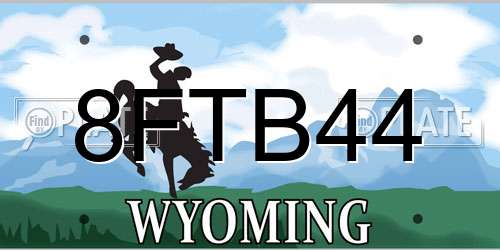 8FTB44 Wyoming License Plate