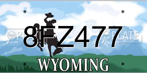 8FZ477 Wyoming License Plate