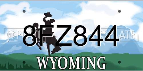 8FZ844 Wyoming License Plate