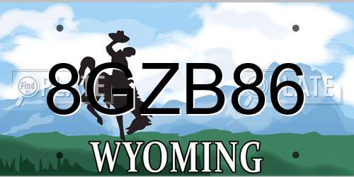 8GZB86 Wyoming License Plate