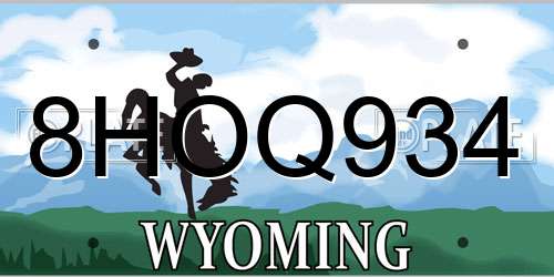 8HOQ934 Wyoming License Plate