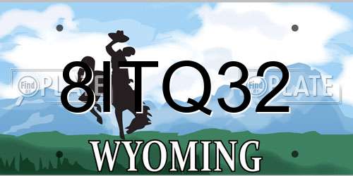 8ITQ32 Wyoming License Plate