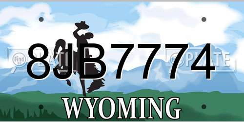 8JB7774 Wyoming License Plate