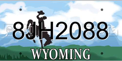 8JH2088 Wyoming License Plate