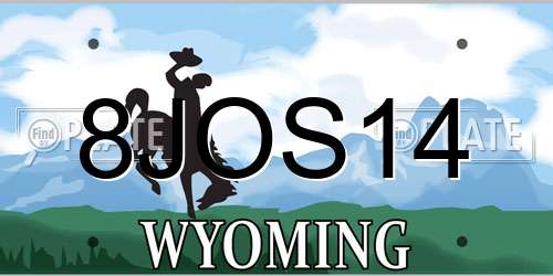 8JOS14 Wyoming License Plate