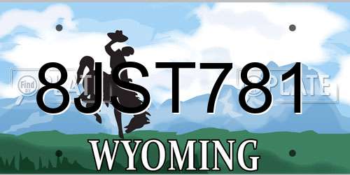 8JST781 Wyoming License Plate