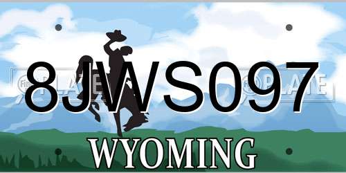 8JWS097 Wyoming License Plate