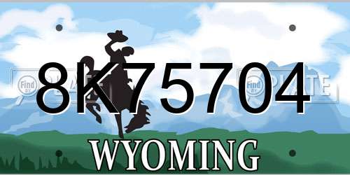8K75704 Wyoming License Plate