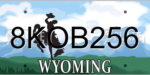 8KOB256 Wyoming License Plate