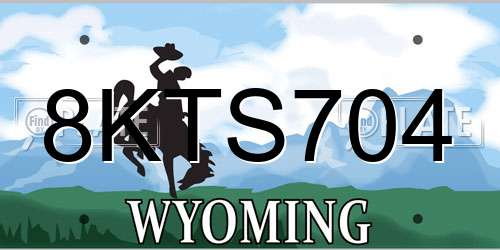 8KTS704 Wyoming License Plate