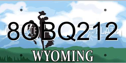 8OBQ212 Wyoming License Plate