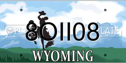 8OII08 Wyoming License Plate