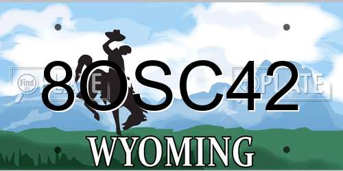8OSC42 Wyoming License Plate