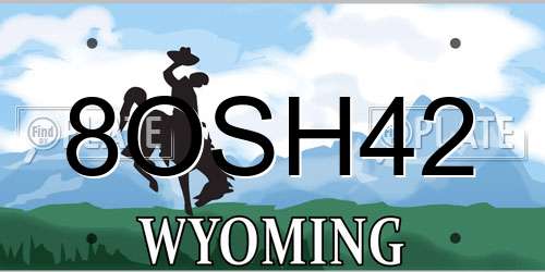 8OSH42 Wyoming License Plate