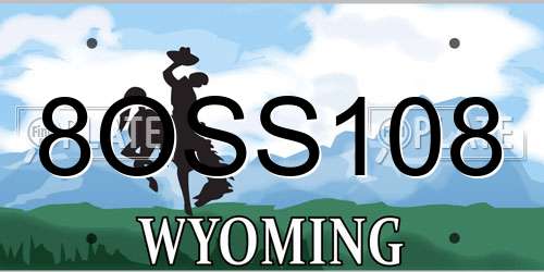8OSS108 Wyoming License Plate