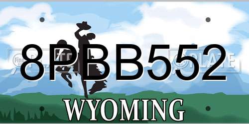 8PBB552 Wyoming License Plate
