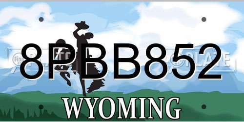 8PBB852 Wyoming License Plate