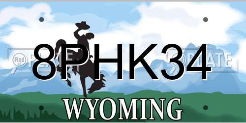 8PHK34 Wyoming License Plate