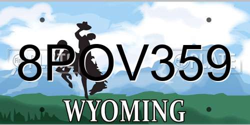 8POV359 Wyoming License Plate