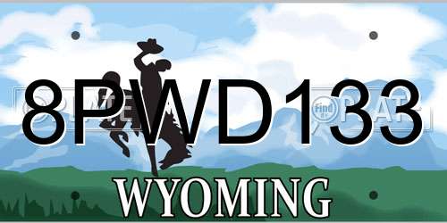 8PWD133 Wyoming License Plate