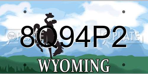 8Q94P2 Wyoming License Plate