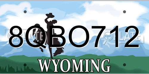 8QBO712 Wyoming License Plate