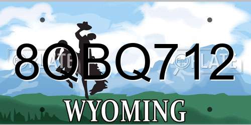 8QBQ712 Wyoming License Plate