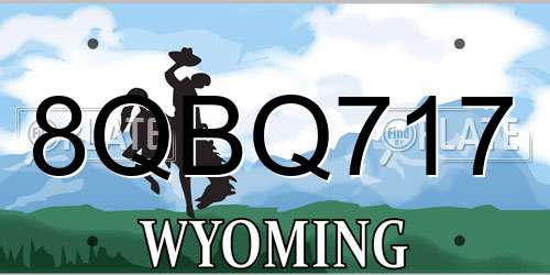 8QBQ717 Wyoming License Plate