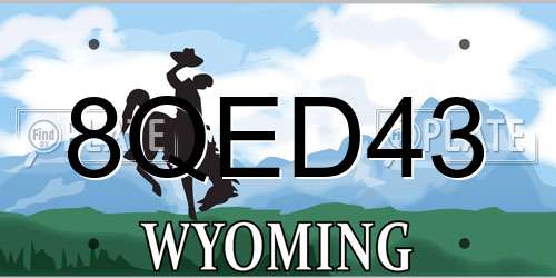 8QED43 Wyoming License Plate