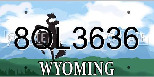 8QL3636 Wyoming License Plate
