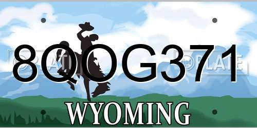8QOG371 Wyoming License Plate