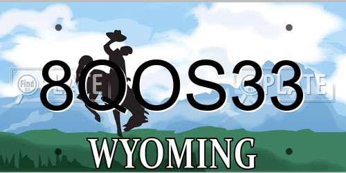 8QOS33 Wyoming License Plate