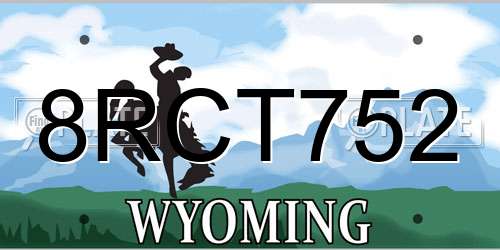 8RCT752 Wyoming License Plate