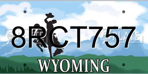 8RCT757 Wyoming License Plate
