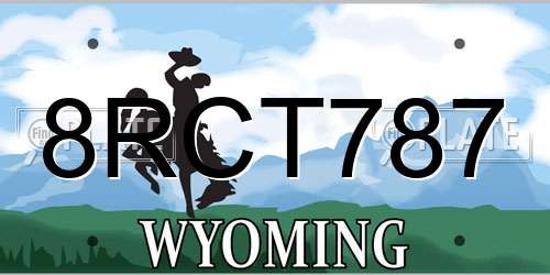 8RCT787 Wyoming License Plate