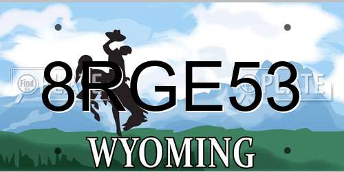 8RGE53 Wyoming License Plate