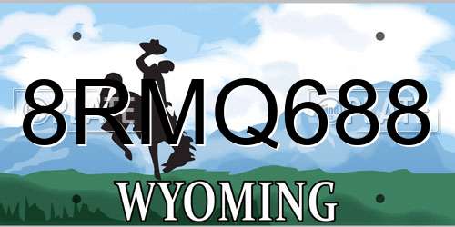 8RMQ688 Wyoming License Plate