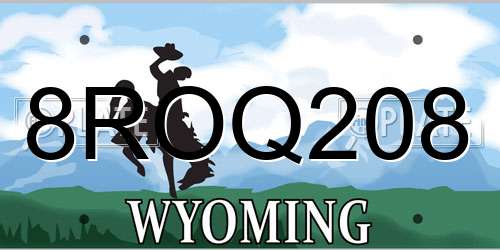 8ROQ208 Wyoming License Plate