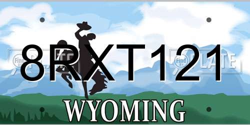 8RXT121 Wyoming License Plate