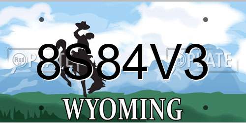 8S84V3 Wyoming License Plate