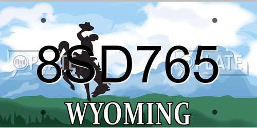 8SD765 Wyoming License Plate